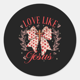 Liebe wie Jesus Coquette Bow Cross Valentines Chri Runder Aufkleber