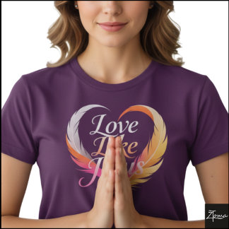 Liebe wie Jesus Feder-Herz-Schrift T-Shirt