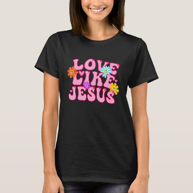 Liebe wie Jesus glückliche Gesicht preppy ästhetis T-Shirt (Vorderseite)