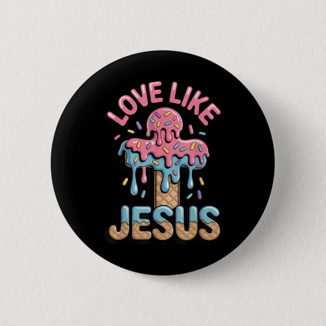 Liebe wie Jesus Kinder Christliches Eis-Drip-Junge Button (Vorderseite)