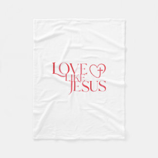 Liebe-wie-Jesus-Knopf mit Kreuz in einem Herzen Fleecedecke