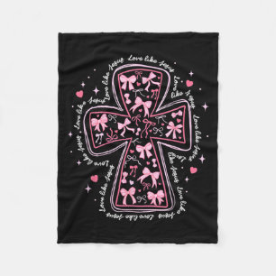 Liebe wie Jesus Kokette Herz Kreuz Christliches Va Fleecedecke