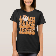 Liebe wie Jesus, Orange Retro glückliche Gesicht C