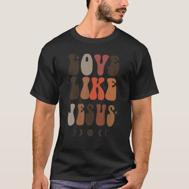 Liebe wie Jesus positive katholische Preppy Retro  T-Shirt (Vorderseite)