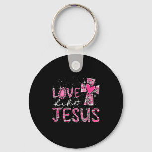 Liebe wie Jesus Western Leopard Kreuz Valentinstag Schlüsselanhänger