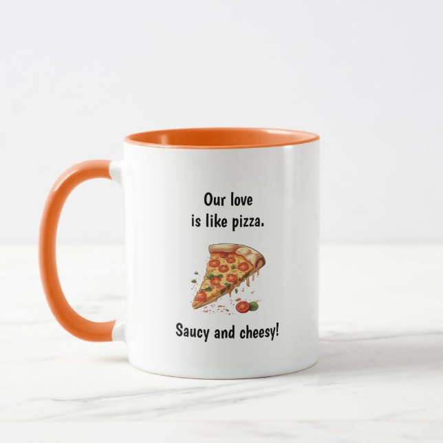 Liebe wie Pizza Funny Food Pub Sprichwort Tasse (Links)