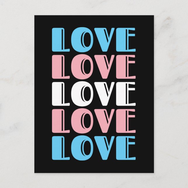 Liebe Wiederholen von LGBTQ Transgender-Pride Postkarte (Vorderseite)