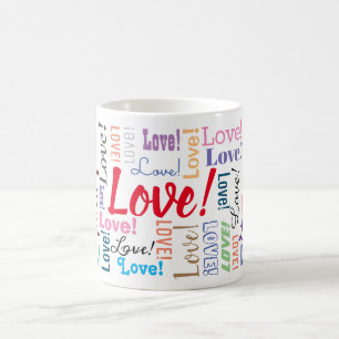 "Liebe!" Wiederholt und mehrmals personalisiert Kaffeetasse