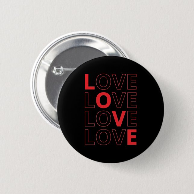 Liebe Wiederholter Text Valentinstag I Liebe Sie Button (Vorne & Hinten)