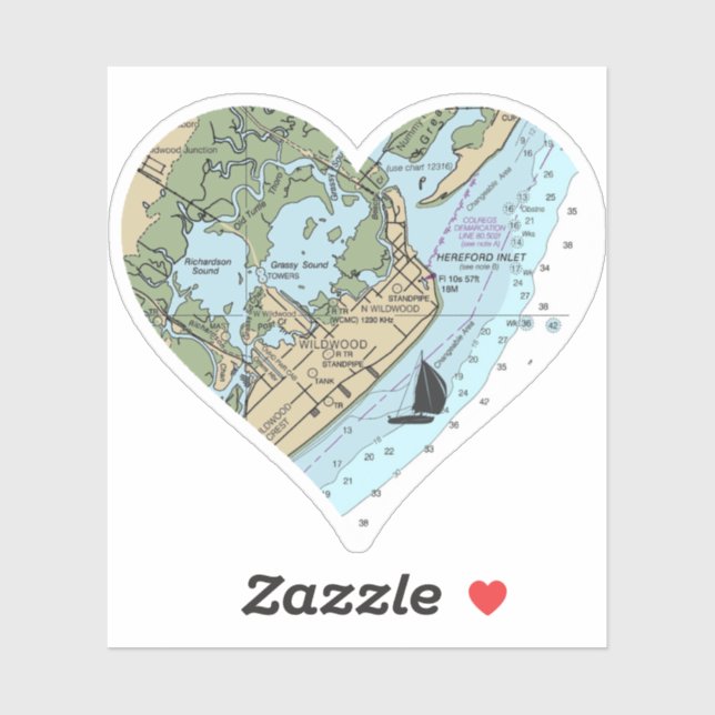 Liebe Wildwood NJ Chart Aufkleber (Blatt)