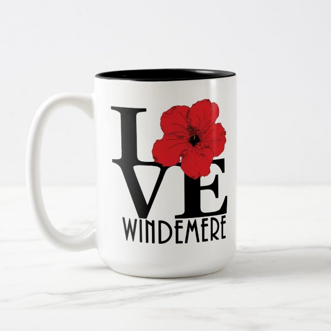 LIEBE Windemere Red Hibiskus 15oz Zweifarbige Tasse (Links)
