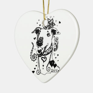 Liebe-Windhunde Keramik Ornament