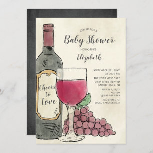 Liebe Wine Baby Shower Einladung