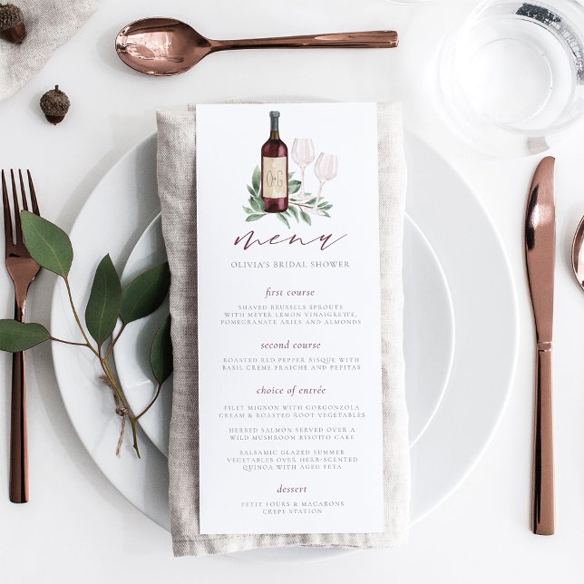 Liebe Wine Themed Wedding Event oder Dusche Menükarte (Von Creator hochgeladen)