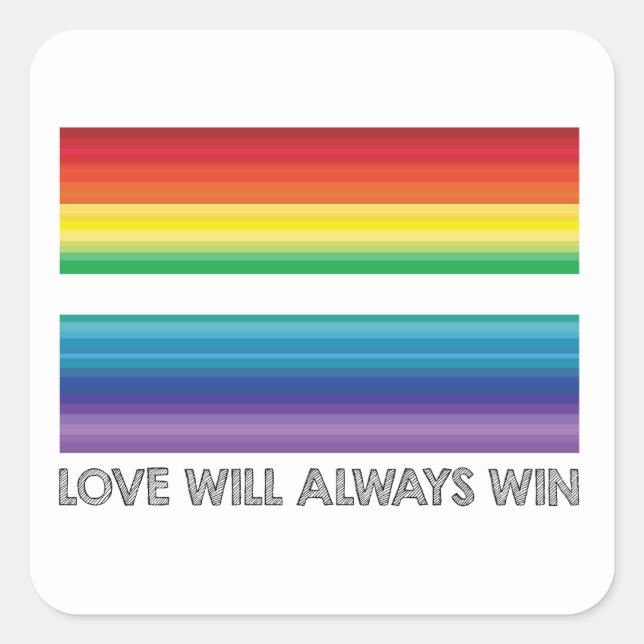 LIEBE WINS STICKER, LIEBE WIRD IMMER GEWINNEN STIC QUADRATISCHER AUFKLEBER (Vorderseite)