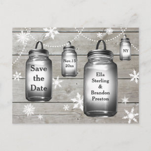 Liebe Winter Barn Hochzeiten Save the Date Ankündigungspostkarte