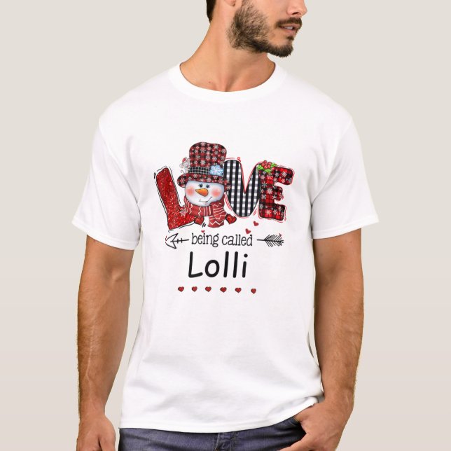 Liebe wird als Lolli Snowman Weihnachten Red Plai  T-Shirt (Vorderseite)