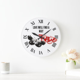 Liebe wird mit Vintagen Schmetterlingen einen Weg  Große Wanduhr