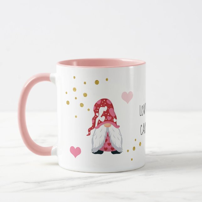 Liebe wird nicht abgesagt, Valentinstag Gnome Tasse (Links)