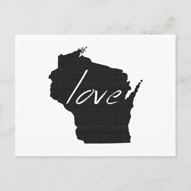 Liebe Wisconsin Karte Gestaltete antike schwarze T (Vorderseite)