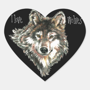 Liebe-Wolf-Zitatwatercolor-Tier, Natur Herz-Aufkleber