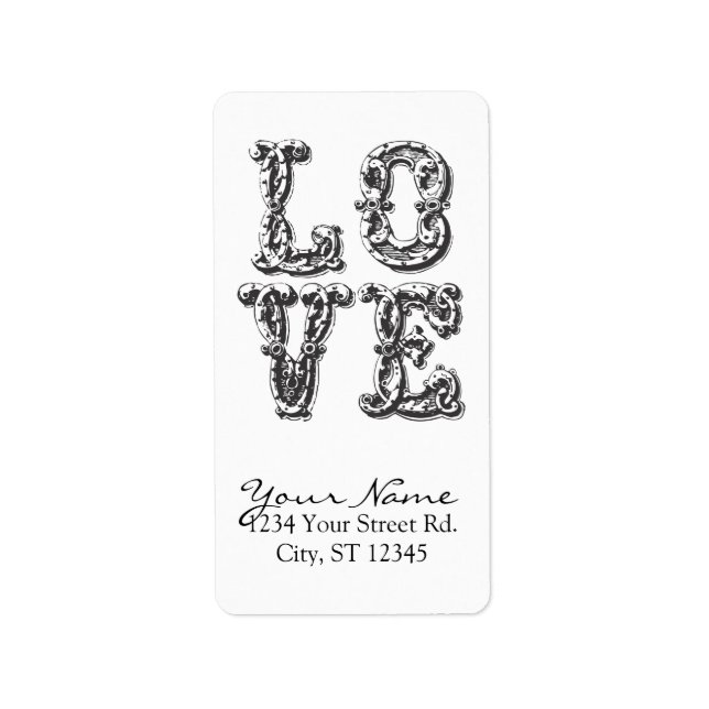 LIEBE Word Art Adressaufkleber (Vorne)