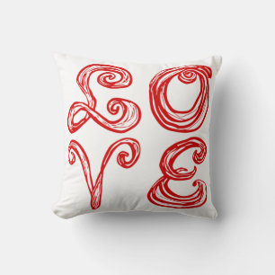 LIEBE Word Art Fabric Schriftart Rote Buchstaben Kissen