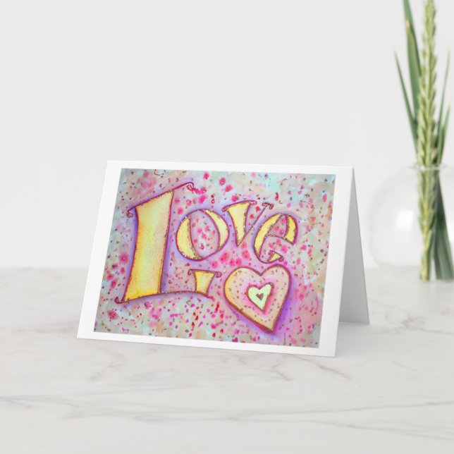 Liebe Word Art Grußkarte oder Mitteilungskarten (Vorderseite)