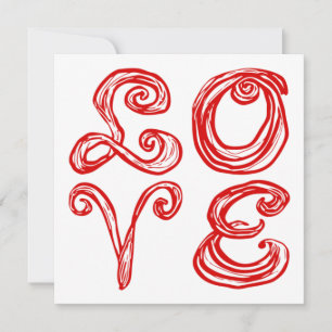 LIEBE Word Art Stoff Schrift Rot Buchstaben Mitteilungskarte