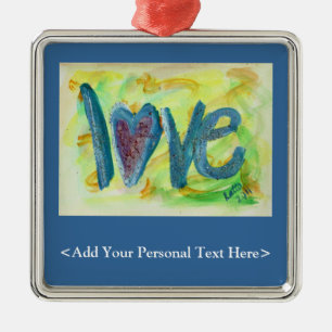 Liebe Word-Ornament mit benutzerdefinierten Textop Silbernes Ornament