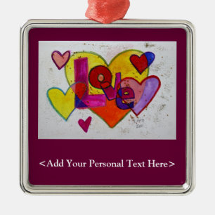Liebe Word-Ornament mit benutzerdefinierten Textop Silbernes Ornament