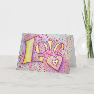 Liebe Word Rosa Glitzer Art Grußkarte Karte