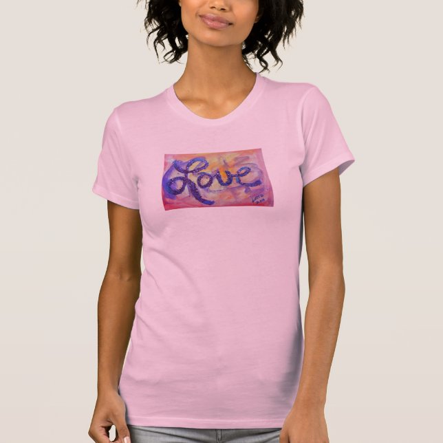 Liebe Word Sunset Twilight Glitzer Kunst Stadtrund T-Shirt (Vorderseite)