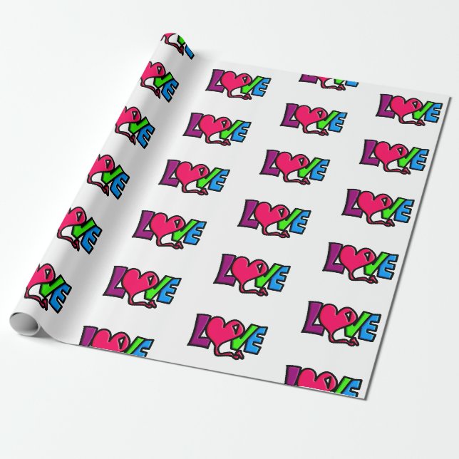 Liebe Wort Kunst Typografie Geschenkpapier (Ungerollt)