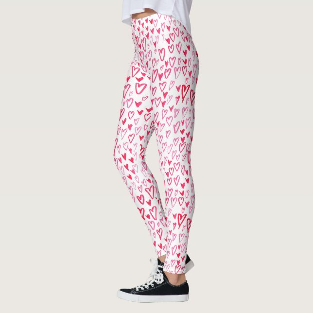 Liebe-Wort-Muster IV der Watercolor-Herz-| Leggings (Links)