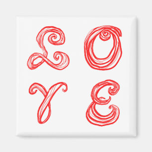 LIEBE Wortart Stoff Schriftart rote Buchstaben Magnet
