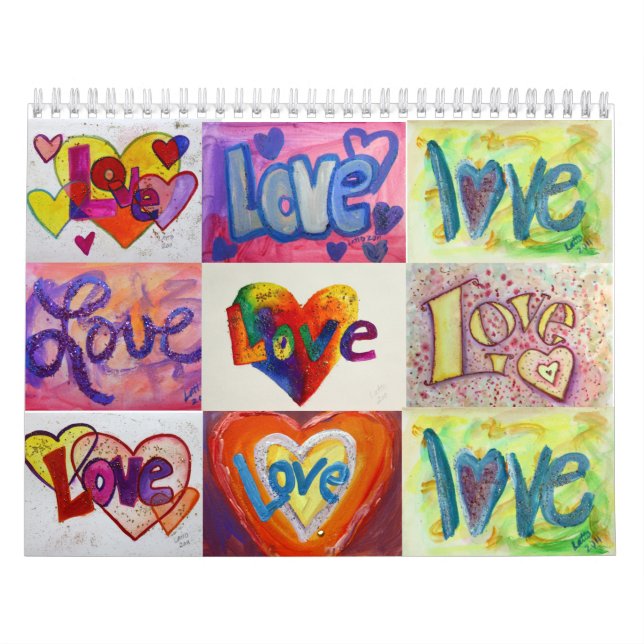 Liebe Wörter XOXO Kunstmalerei Kalender (Titelbild)