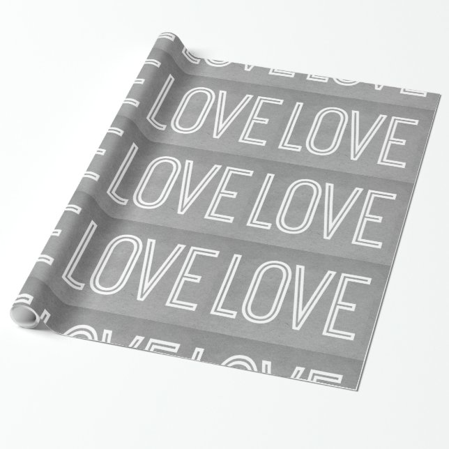Liebe Wrapping Paper, grau Geschenkpapier (Ungerollt)