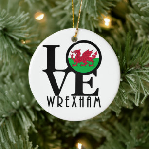LIEBE Wrexham Wales Keramik Ornament