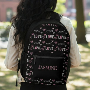 Liebe XOXO Herz Muster Schwarz Valentinstag Bedruckter Rucksack