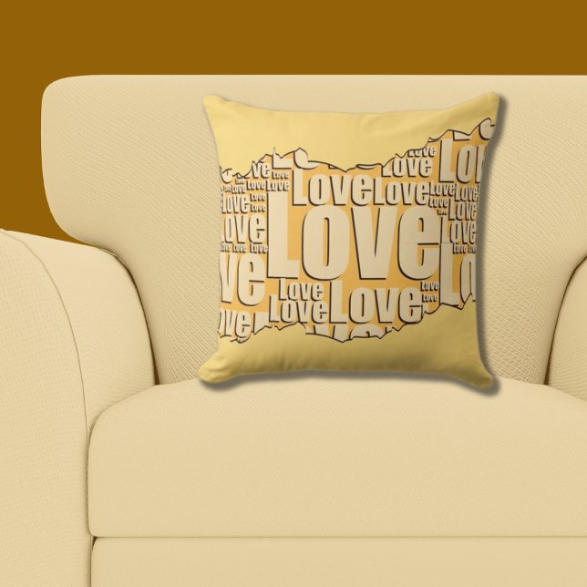 Liebe Yellow Typografy Pattern Kissen (Love Yellow Typography Pattern Throw Pillow)