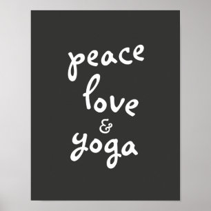 Liebe Yoga Typografie Poster grau-weiß