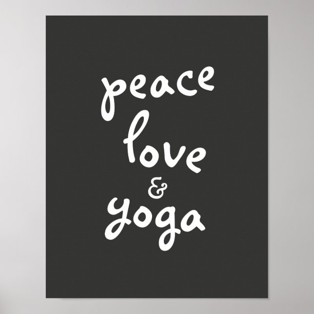 Liebe Yoga Typografie Poster grau-weiß (Vorne)