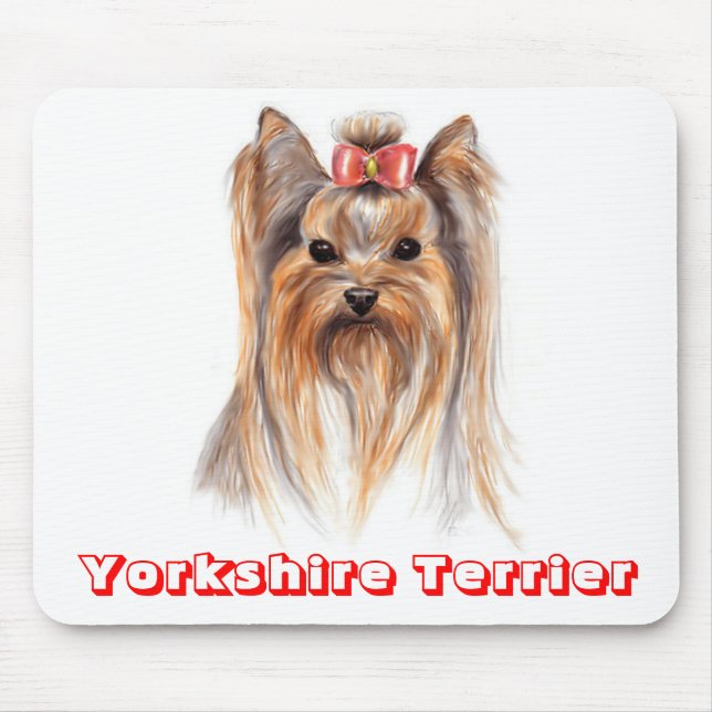 Liebe Yorkshire Terrier Welpe Hund Malerei Mousepa Mousepad (Vorne)