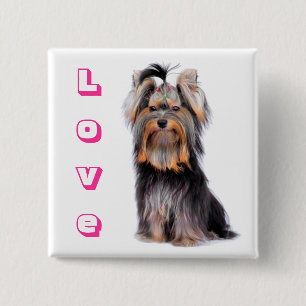 Liebe Yorkshire Terrier Welpe Hund Pin Button