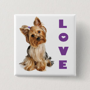 Liebe Yorkshire Terrier Welpen Hund Knopf Pin Button