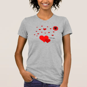 Liebe You Albanien, Hearts & Albaniens Flag Mode T-Shirt