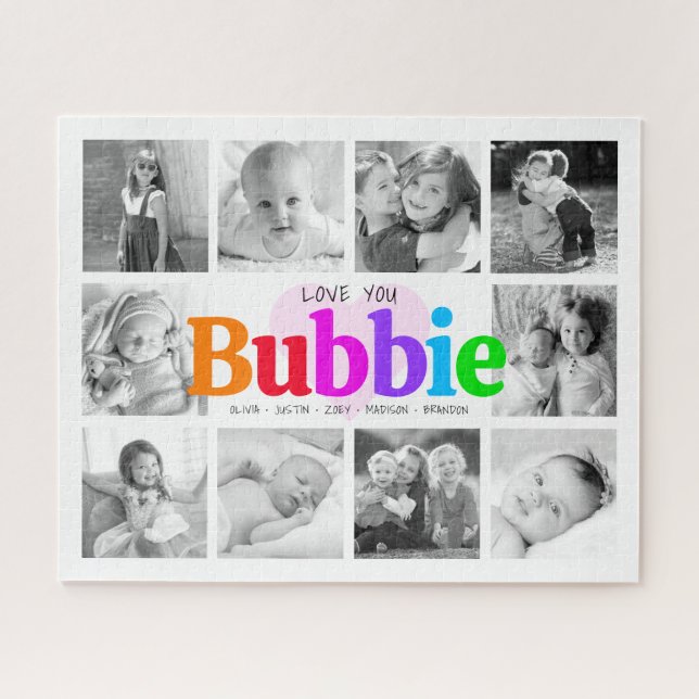 Liebe You Bubbie Rainbow 10 Foto Collage Modern Puzzle (Horizontal)