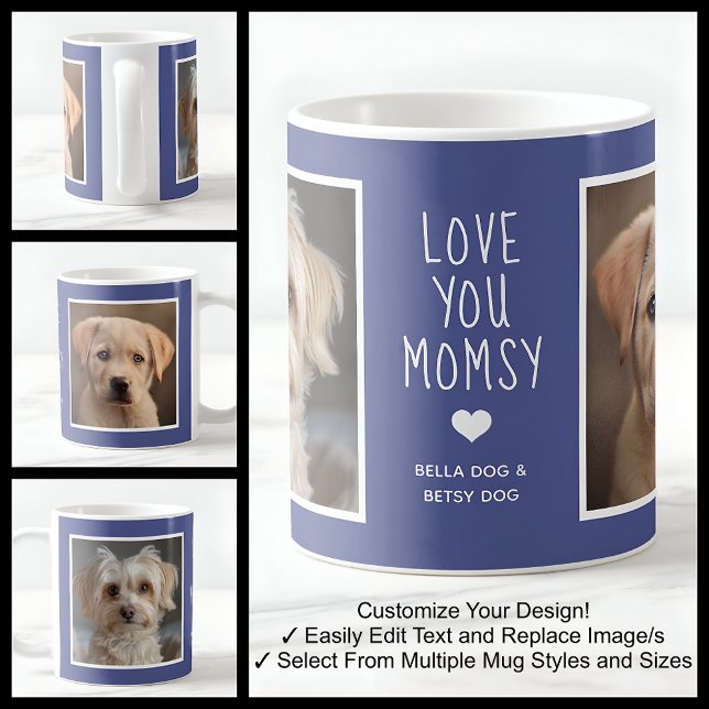 Liebe You Dog Momsy Fotos Moderne Blue C49 & White Kaffeetasse (Von Creator hochgeladen)