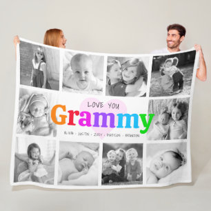 Liebe You Grammy Colorful Modern 10 Foto Collage Fleecedecke
